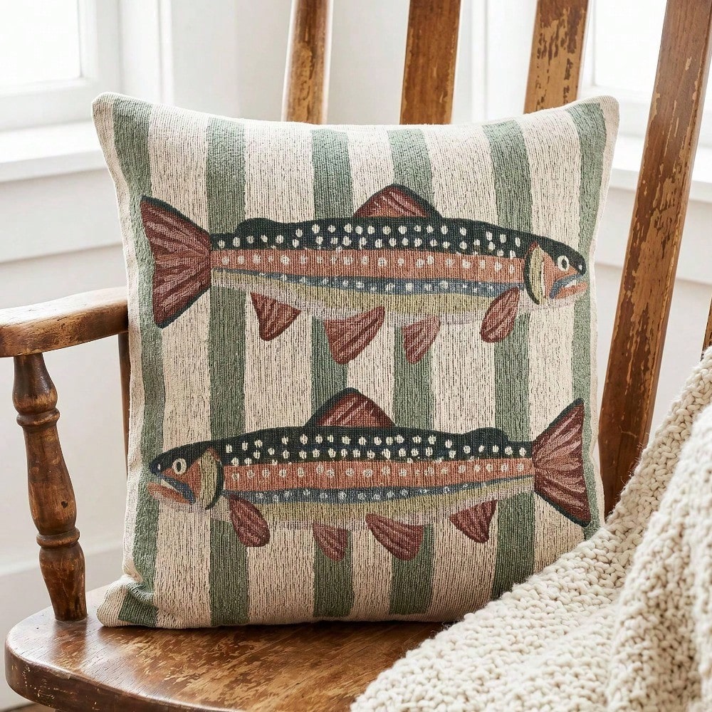 Pillow Insert 18X18 - Almofada Decorativa Truta Arco-Íris 18x18, Decoração