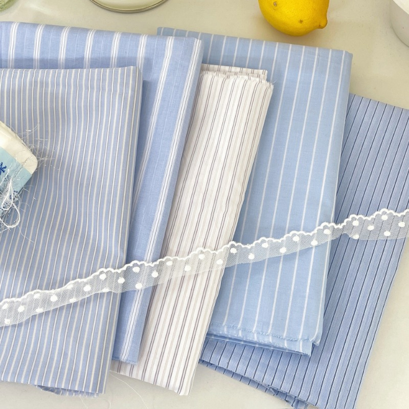 Home Textiles Plaid - Tecido de Algodão Puro Listrado Azul