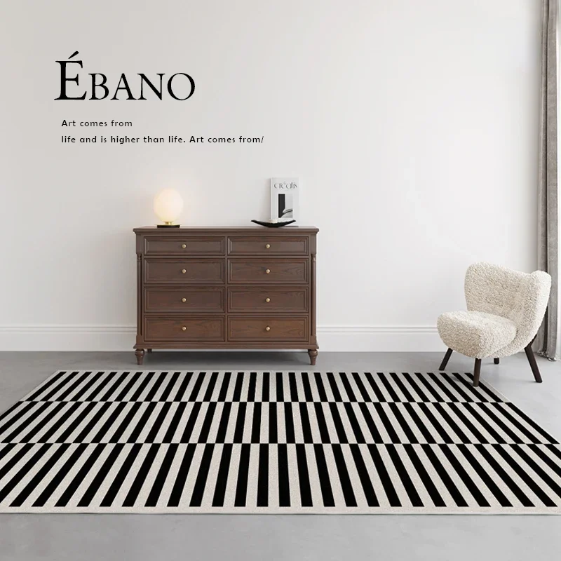 Home Textiles Plaid - Clássico retro preto branco listrado sala