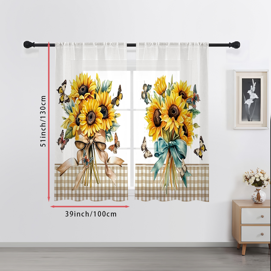 2PCS Cortina Transparente com  - Home Textiles Plaid avaliação e preço
