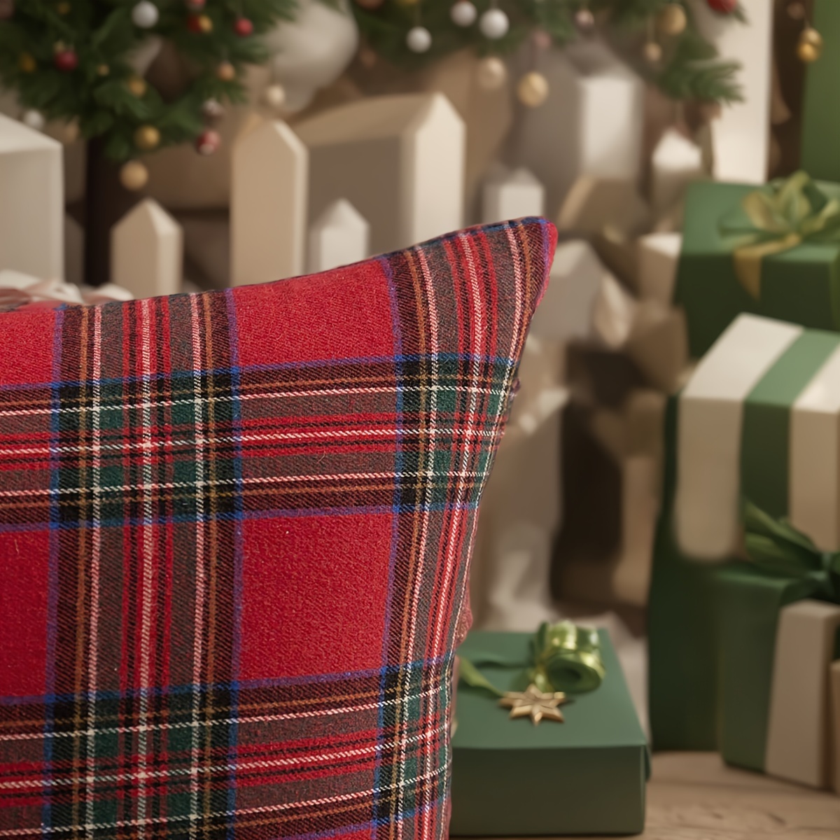 2 pçs natal xadrez fronhas tar - Pillow Insert 18X18 avaliação e preço